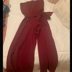 burgundy jumpsuit! slits for the legs, pic 3!